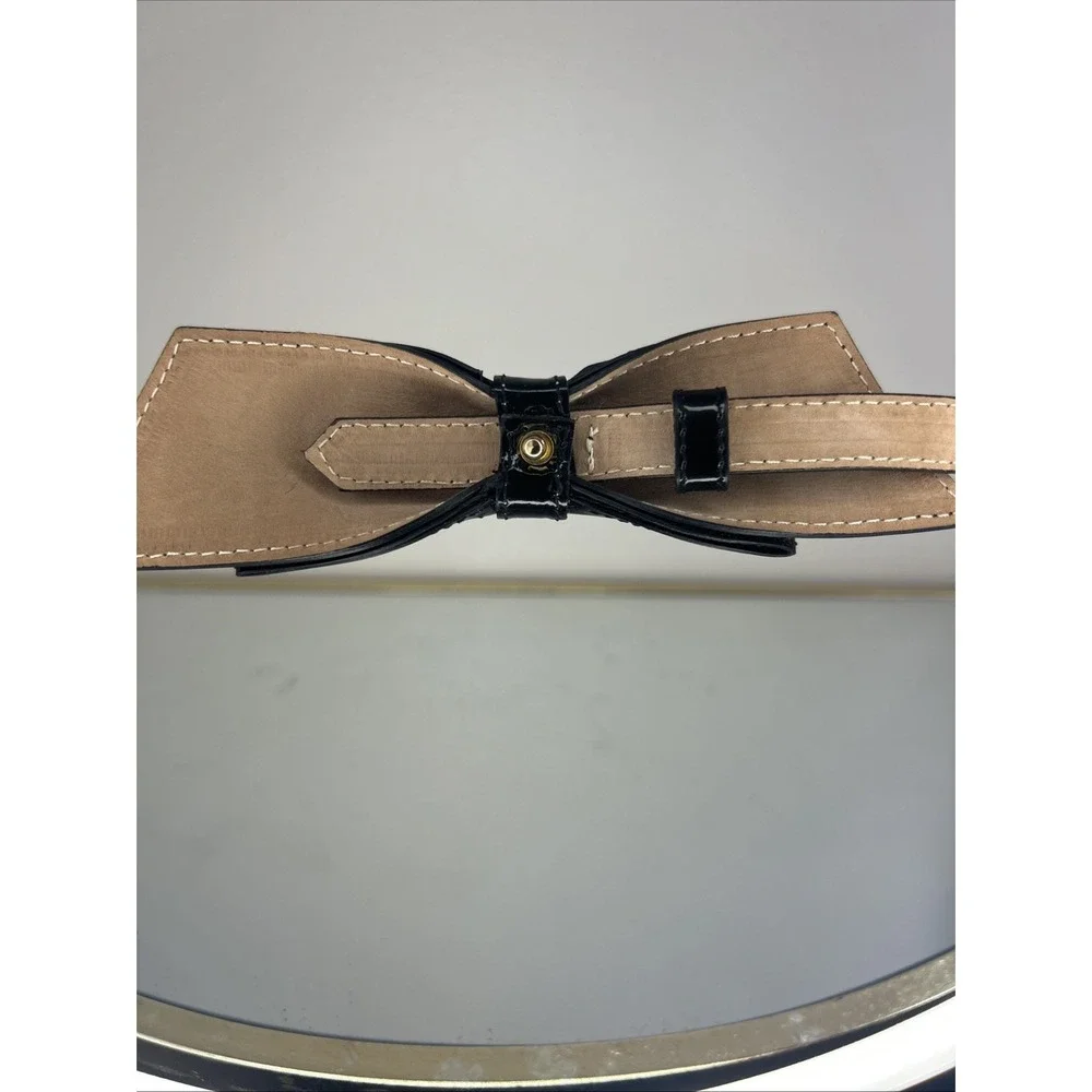 Kate Spade New York Womens Leather Bow Belt Black Fitted Elastic IN THE LOOP M‎